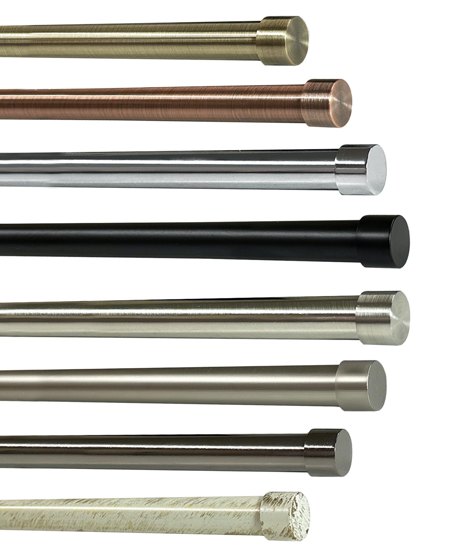 Extendable Curtain Pole Rod 19mm Riga Finials & Heavy Duty Fittings 75cm - 300cm (Black Graphite Chrome, 2m - 3m Extendable)