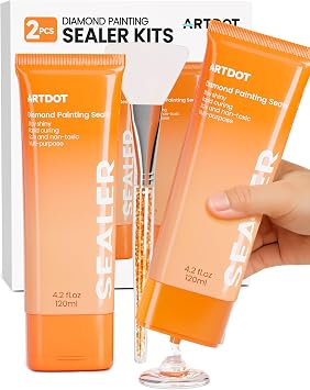 ARTDOT 240ML Diamond Art Glue Sealer Accessories Kit for Adults, 2 Pack Clear Acrylic Glue Sealer with Tools for Diamond Painting, Puzzle, Jigsaw