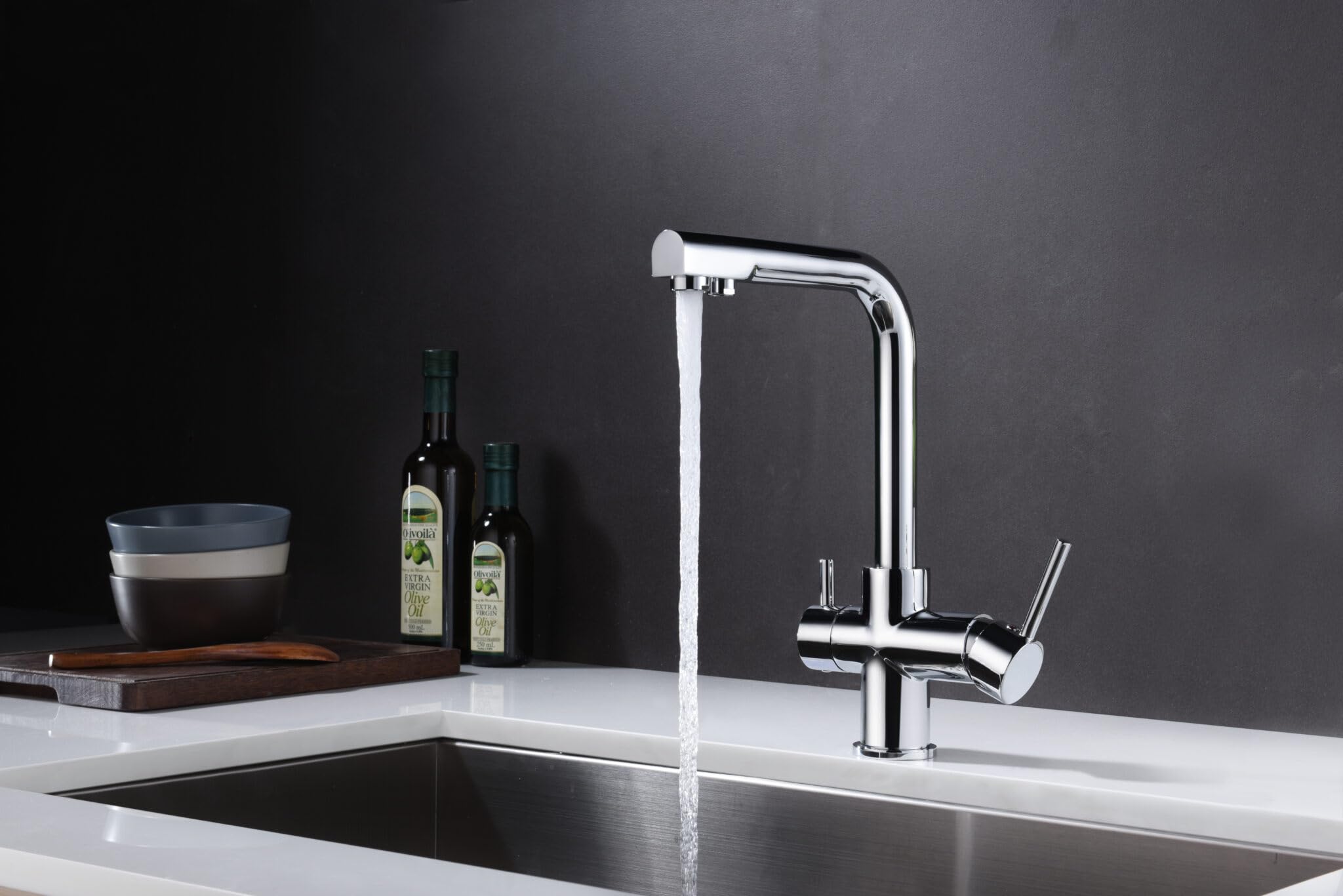 IMEX Grifo Cocina de Dos Vías - MARSELLA Grifo Monomando para Ósmosis con Selector Independiente, Cuerpo de Latón, Cartucho Cerámico Ø35mm, Diseño Moderno y Funcional (CROMADO)
