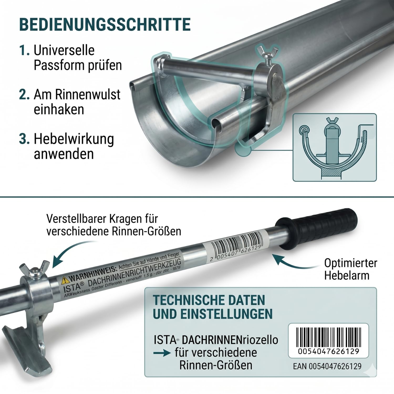 Rinnenheber Rinnenrichtheber Rinnen-Richtheber f. Rinne Regenrinne Dachdecker