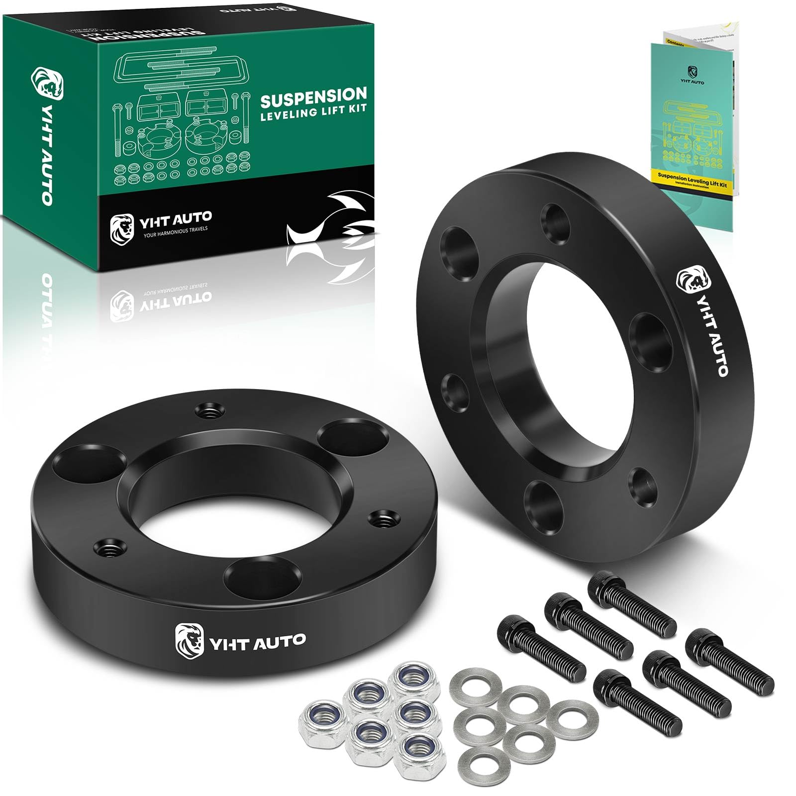 yhtauto 2 inch front leveling lift kit compatible with 2004-2023 nissan titan/armada, rwd/4wd, aluminum strut spacers suspension leveling kit w/hardware kit set of 2