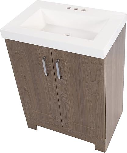 Miniatura 9 de Spring Mill Cabinets Callen - Vanidad de baño de 24 pulgadas con parte superior blanca de lavabo individual, armario de 2 puertas, 24.5 pulgadas de