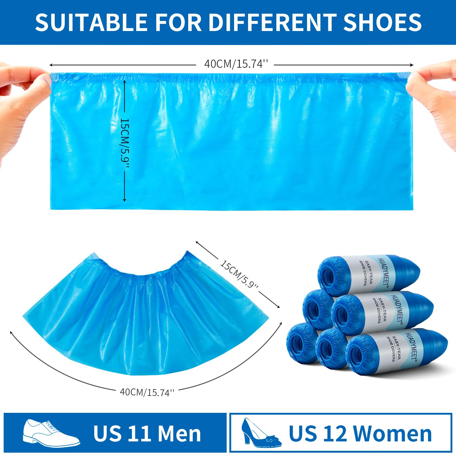 HUADYMEET Shoe Covers Disposable Non Slip For Indoors 200Pack(100 Pairs) Waterproof Shoes Protector Cover Durable Boot Booties Covers?Blue