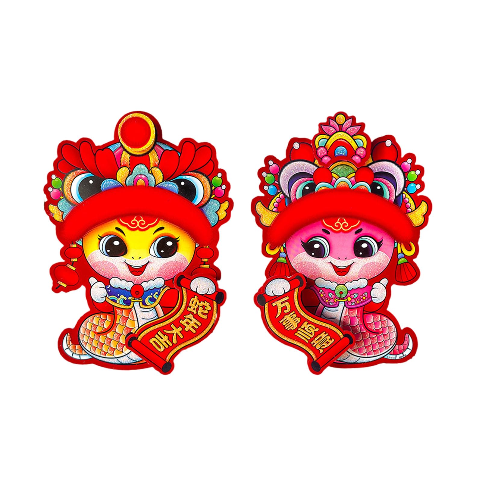 Buxuaaaa 2025 Snake Year Themed Couplets Door Stickers Feature Bright Color and Clear Fonts for Easy Hanging and Storage Traditional Chinese Couplets