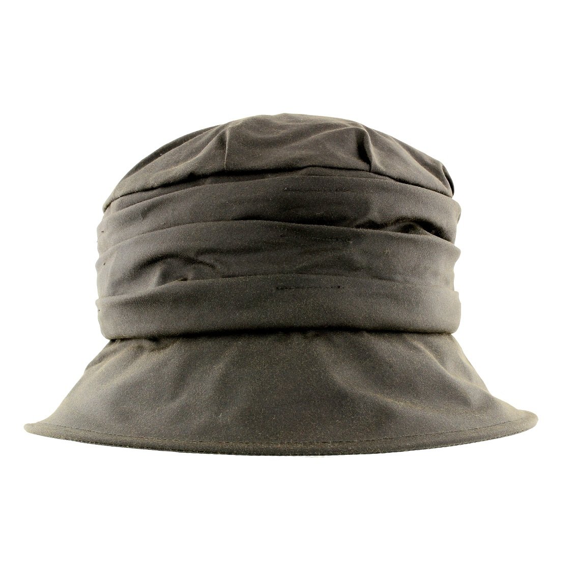 Failsworth Ladies Wax Cotton Cloche with Ruched Crown (Olive)