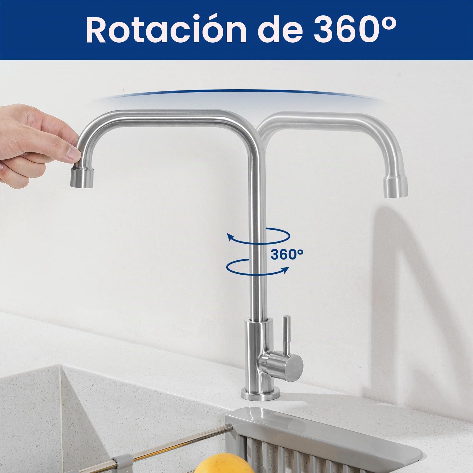 CECIPA Grifo de agua fría, grifo de agua fría con giratorio 360°, grifos de agua fría de acero inoxidable