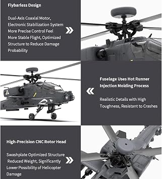 F11-S Remote Control Helicopter, Ultra-high Simulated RC Helicopter, 1/32 Scale 2.4G 6CH RC Electric Airplane Model, RC Flying Helicopter for Adults - RTF,1 Battery