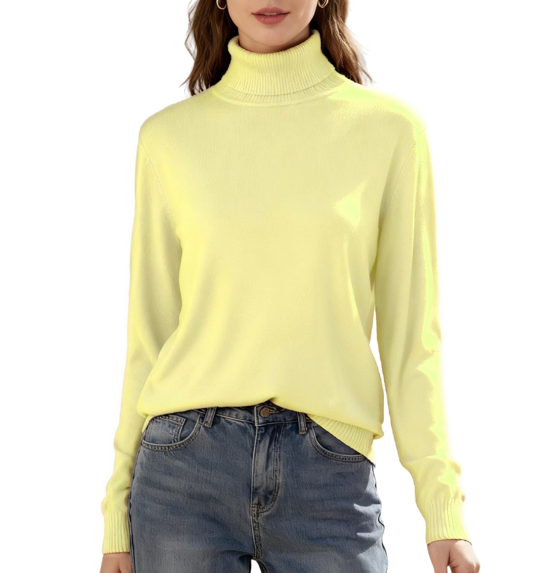 SANGTREE Womens Turtleneck Sweater Long Sleeve Casual Fall Winter Knit Pullover Sweater Top