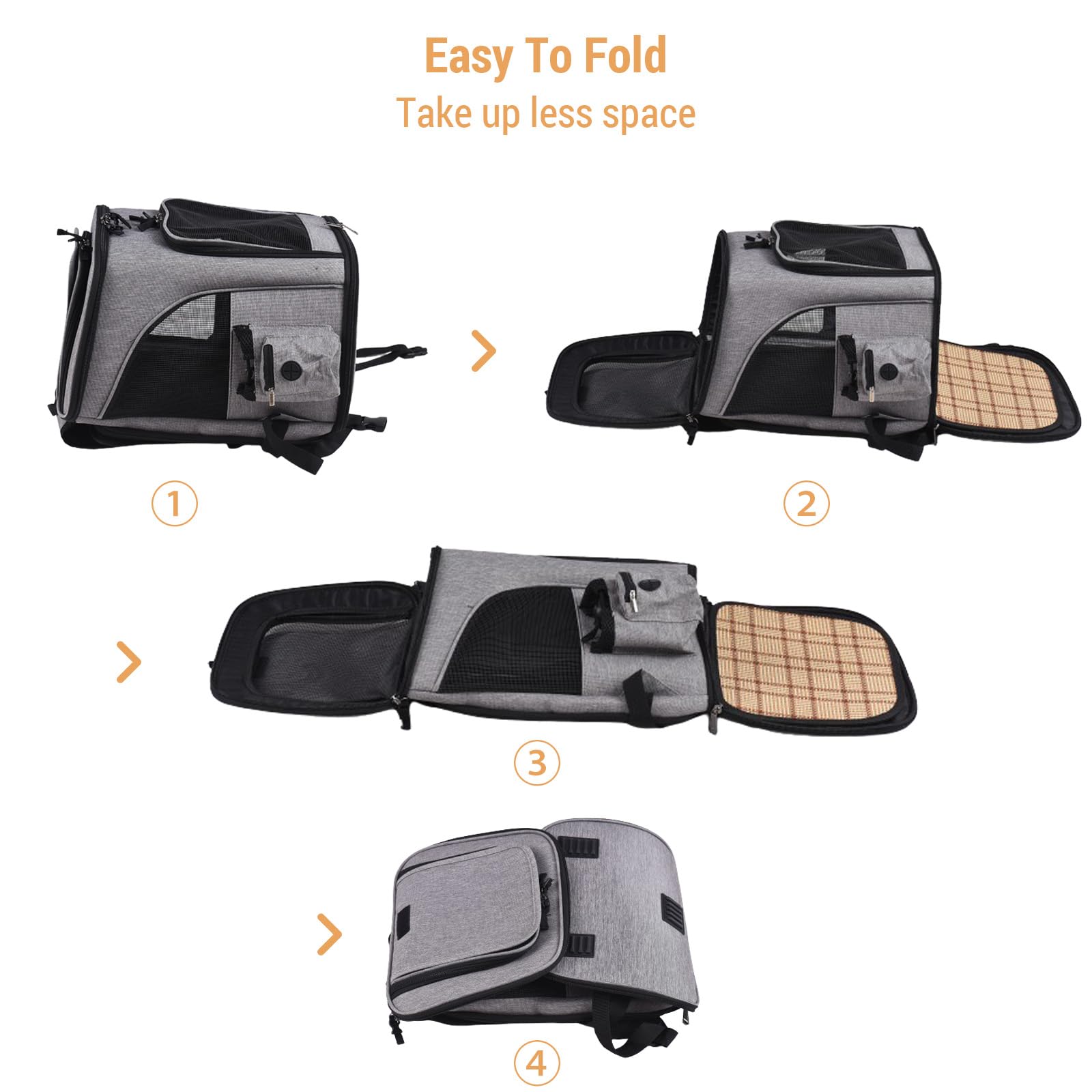 Pet Carrier Backpack, Ventilated Design Portable Pet Travel Carrier with Cushion Back for Large Small Cats and Dogs Puppies