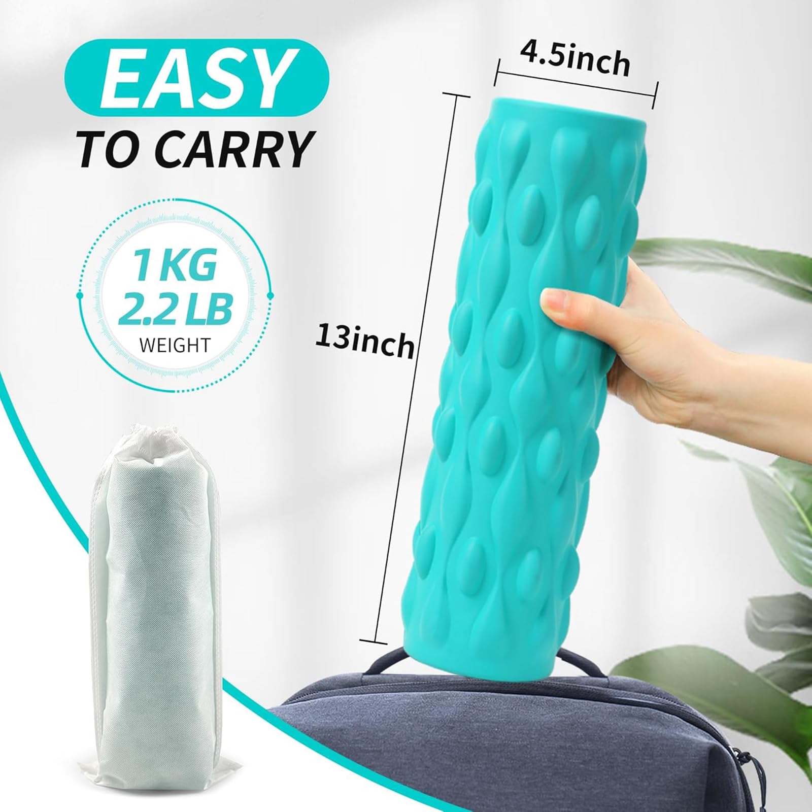 Rullo Elettrico in Schiuma, 4 velocità, Rullo Vibrante Ricaricabile per Esercizi, per Massaggi dei Tessuti Profondi Fisioterapia e Recupero Muscolare della Schiena, Borsa Portatile(Blue)