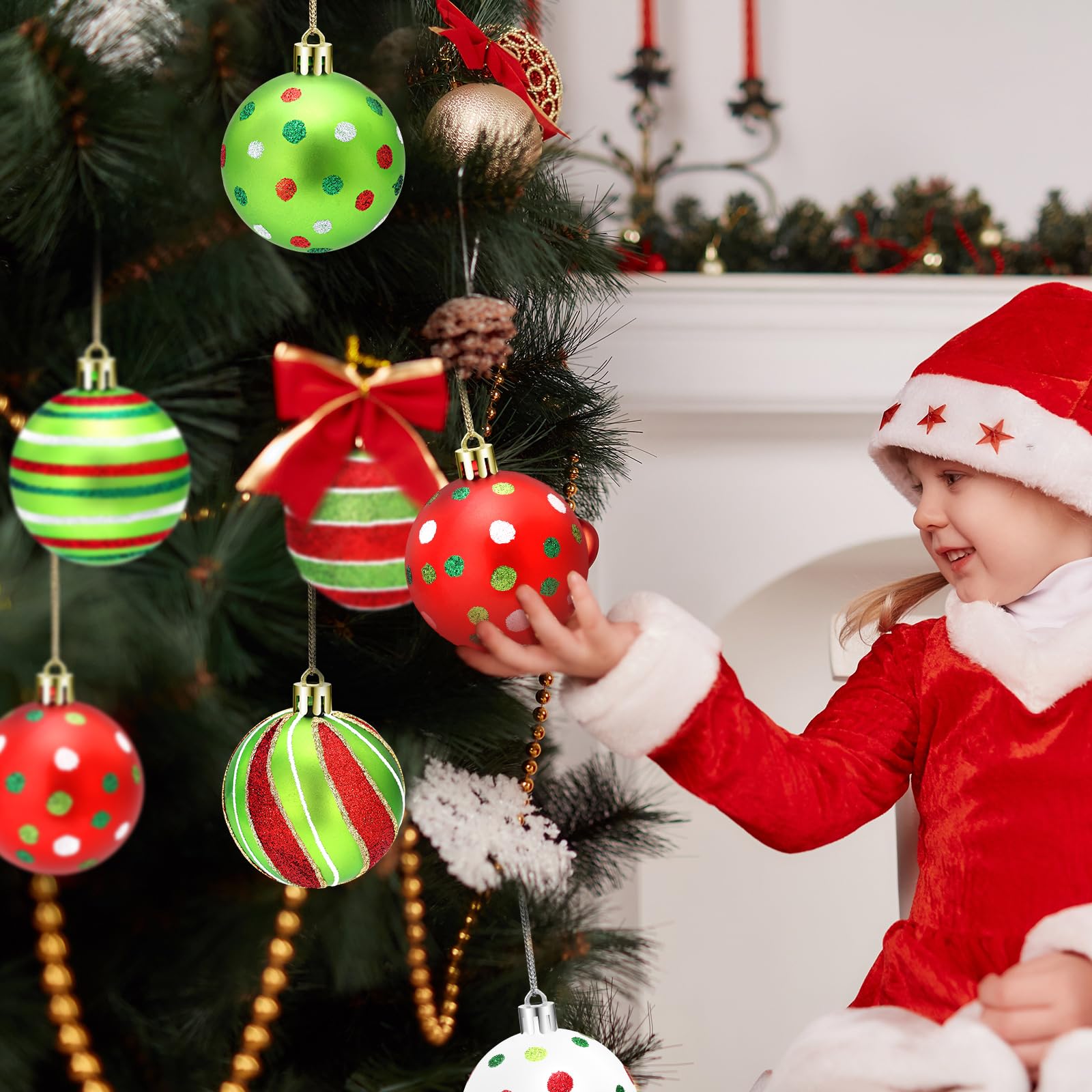 Juego de 12 adornos de bolas de Navidad brillantes para decoración de árbol de Navidad, bolas de Navidad inastillables para decoración del hogar, fiestas, regalos de manualidades, 2.4 pulgadas