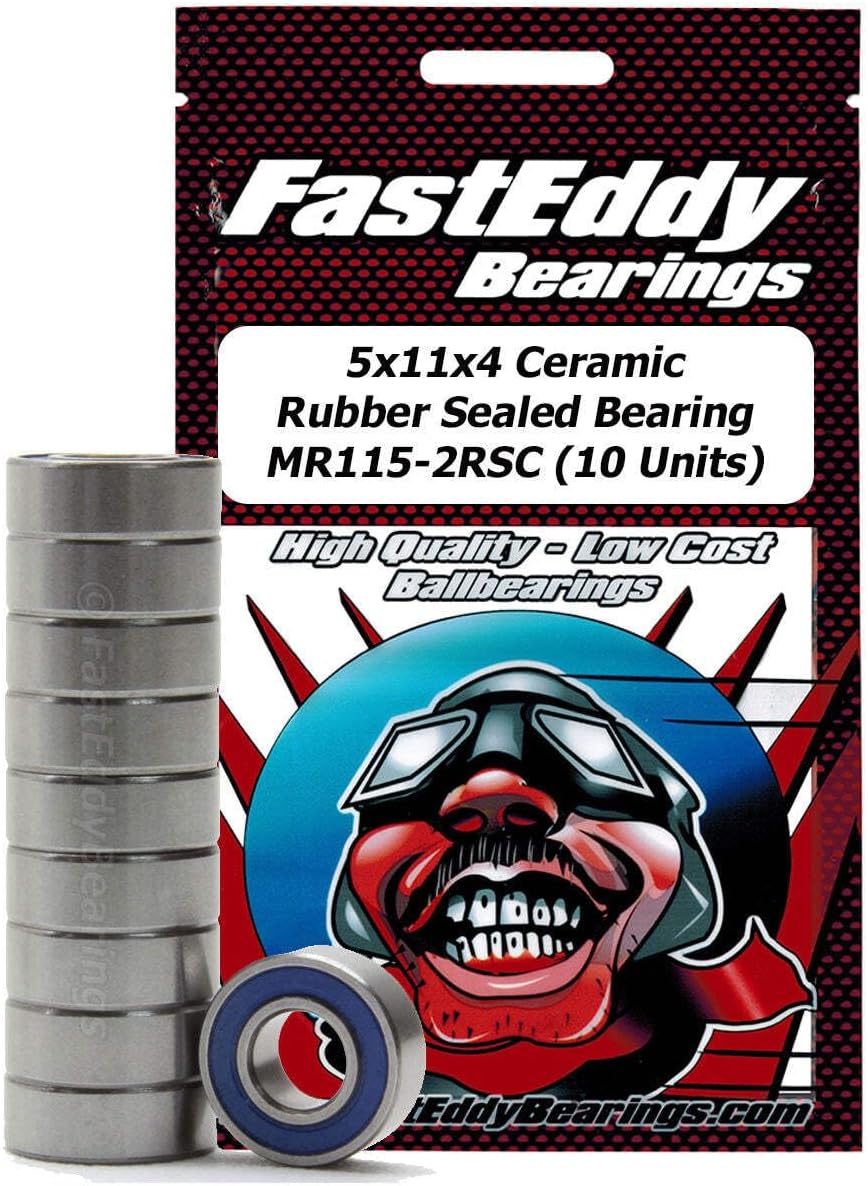 FastEddy Bearings 5x11x4 Ceramic Rubber Sealed Bearing MR115-2RSC (10 Units)