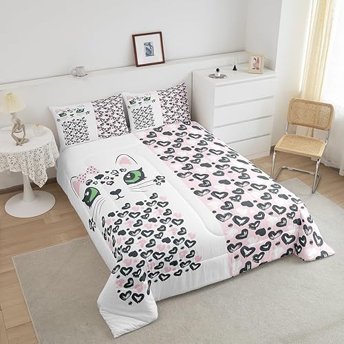 Miniatura 3 de Erosebridal Juego de ropa de cama de tamaño individual, juego de edredón con estampado de leopardo para niños, juego de edredón de piel de guepardo