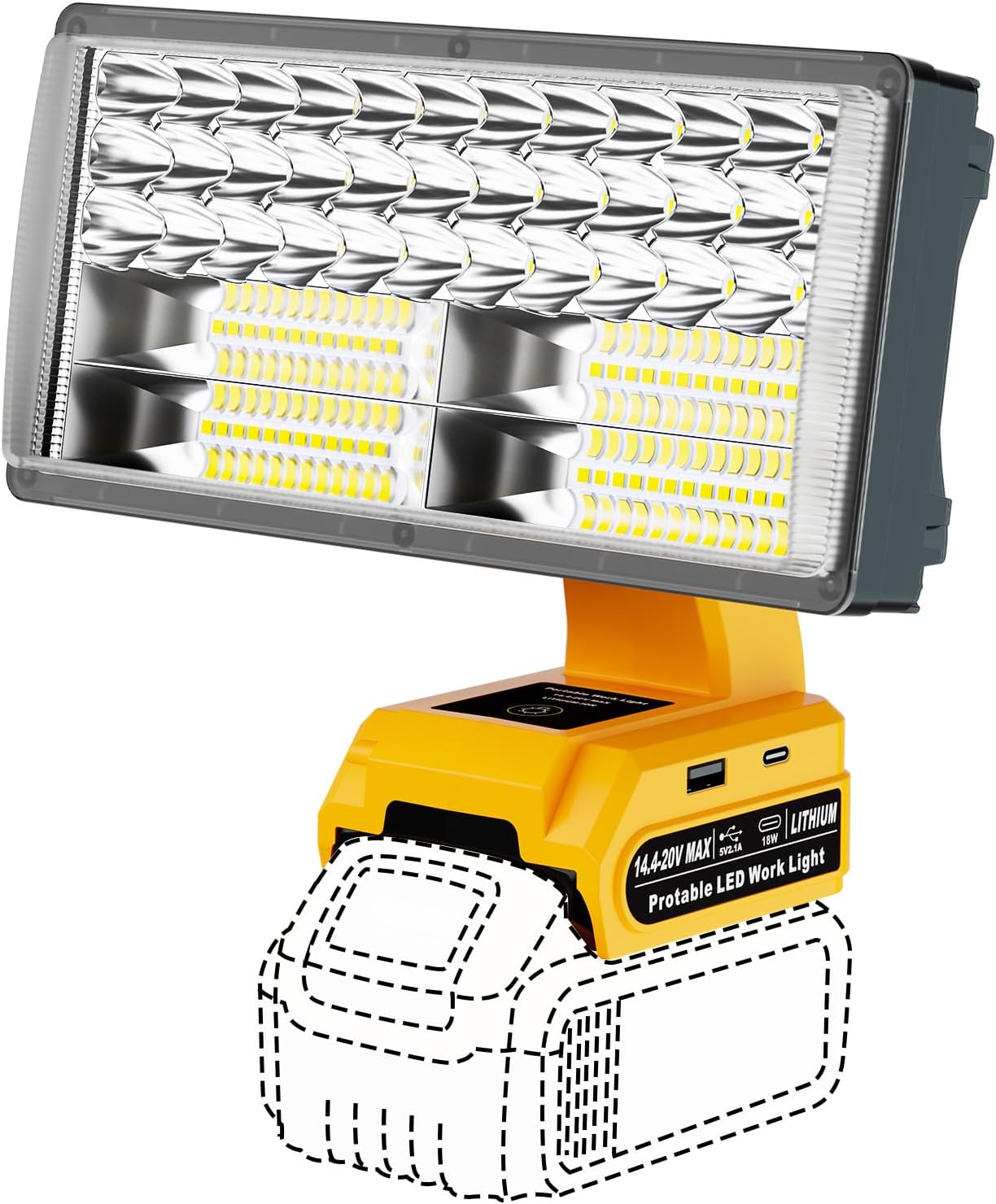 Work Light Cordless Tools Light for Dewalt 20V Battery, 40W Portable LED Work Light with USB & Type-C Output, 4200LM for Construction Renovation & Home Repair Lighting (Battery Not Included)