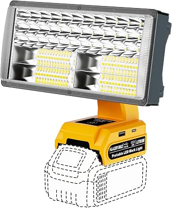 Work Light Cordless Tools Light for Dewalt 20V Battery, 40W Portable LED Work Light with USB & Type-C Output, 4200LM for Construction Renovation & Home Repair Lighting Battery Not Included