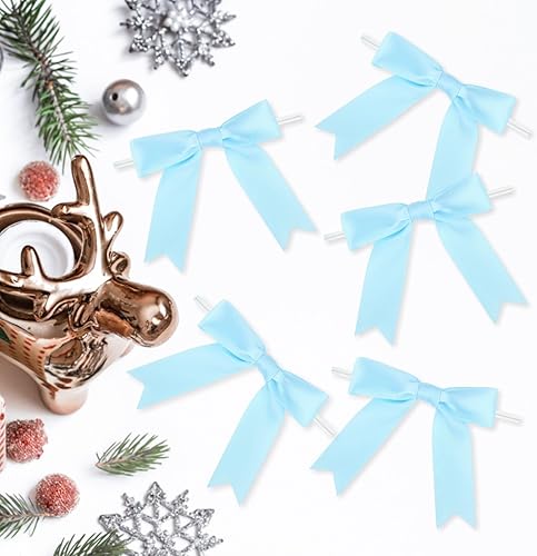 Miniatura 4 de 50 lazos de satén de 3 pulgadas, lazos preatados para manualidades, bolsas de golosinas, cesta de envoltura de regalo, boda, baby shower,