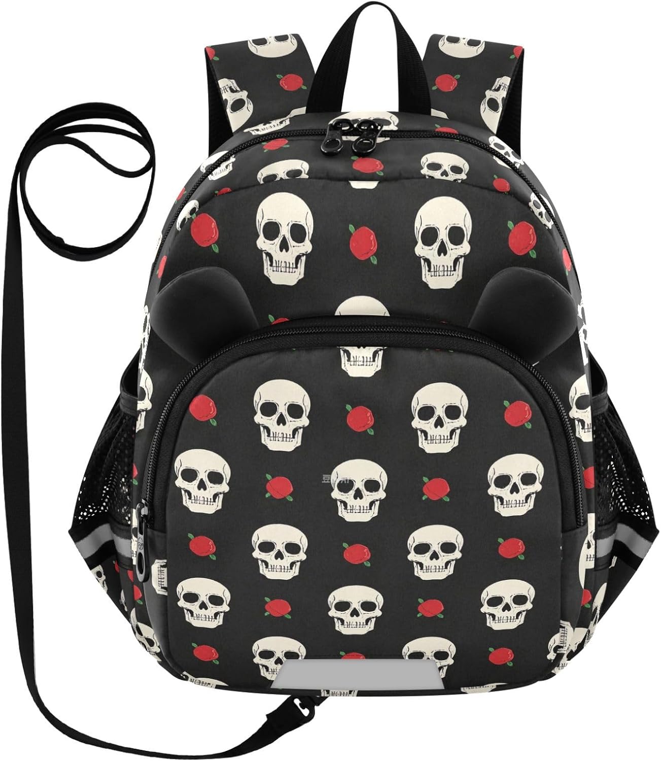 Cute Ears Backpack For Elementary School Leash Boy's Girl's Anti-Lost Personalized Diaper Bag Backpack with Reflective Strip White Skull mochilas para ni?as