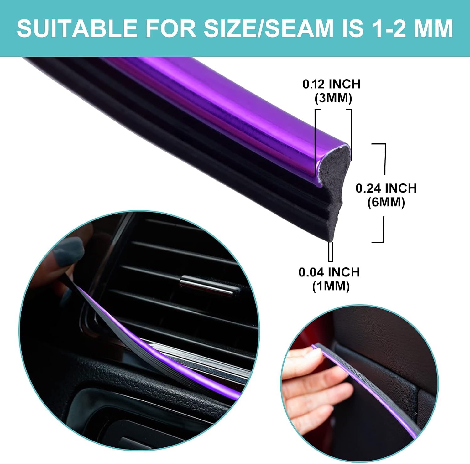 Car Interior Trim Strips -16.4ft/5M Car Decor Universal Accesorios para Carro Car Gap Fillers Molding Line Decorative Accessories DIY Flexible Strip Garnish- Accessories for Your Loved Car (Purple)