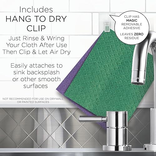 Miniatura 5 de Paños de cocina suecos en rollo  30 hojas, ultra absorbentes, respetuosos con el medio ambiente, paños de esponja de celulosa, toallas de papel