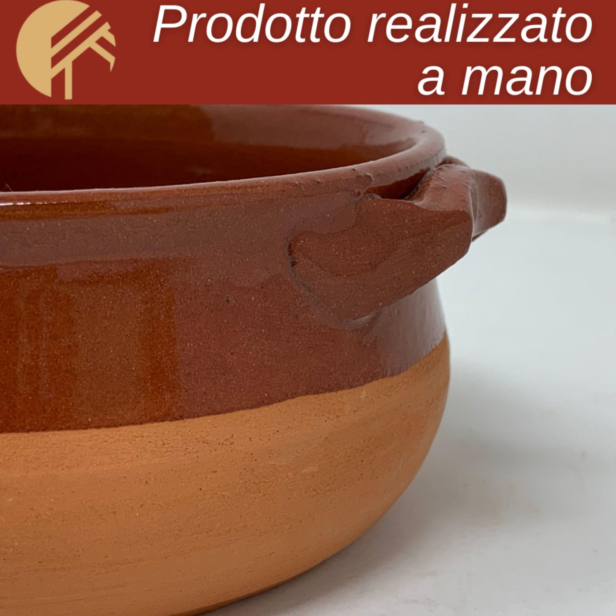 NAMAI - Set da 6 Tegami Terracotta in Terra Rossa, 14 CM Diametro x 5,5 CM Altezza, Adatti in Forno e Gas, Prodotto Artigianale, Made In Italy