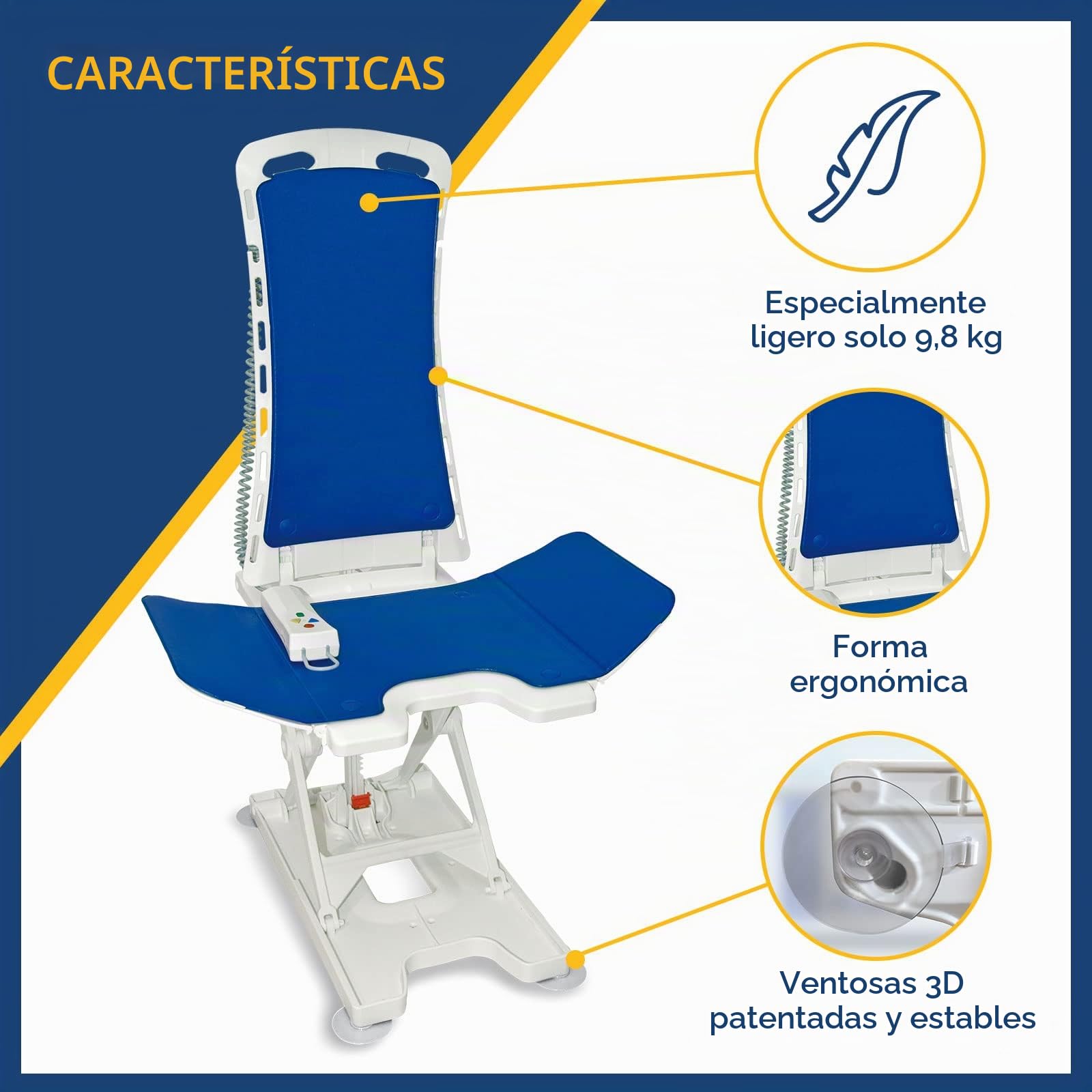 Drive Medical Bellavita 2G - Elevador de Bañera Asiento Bañera Ergonómico para Personas Mayores, Ajustable Electrónicamente con Control Flotante, Soporta hasta 140 kg