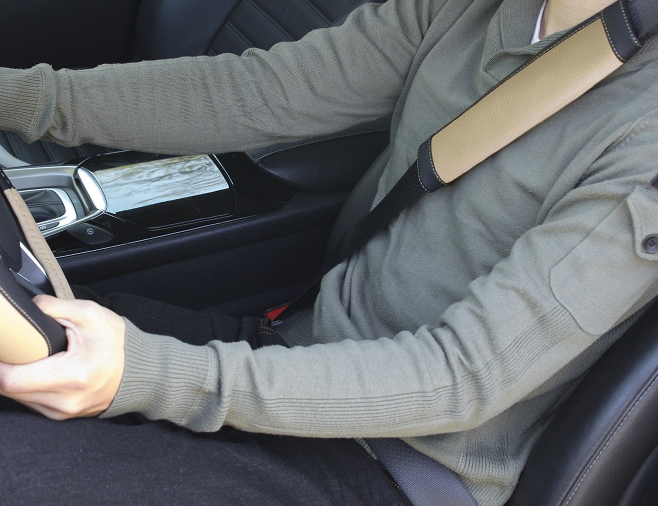 Protège Ceinture De Sécurité Auto - 2 Pièces Microfibre Douce, Réglable - Pour Plus De Confort (noir Et Rouge) - 12