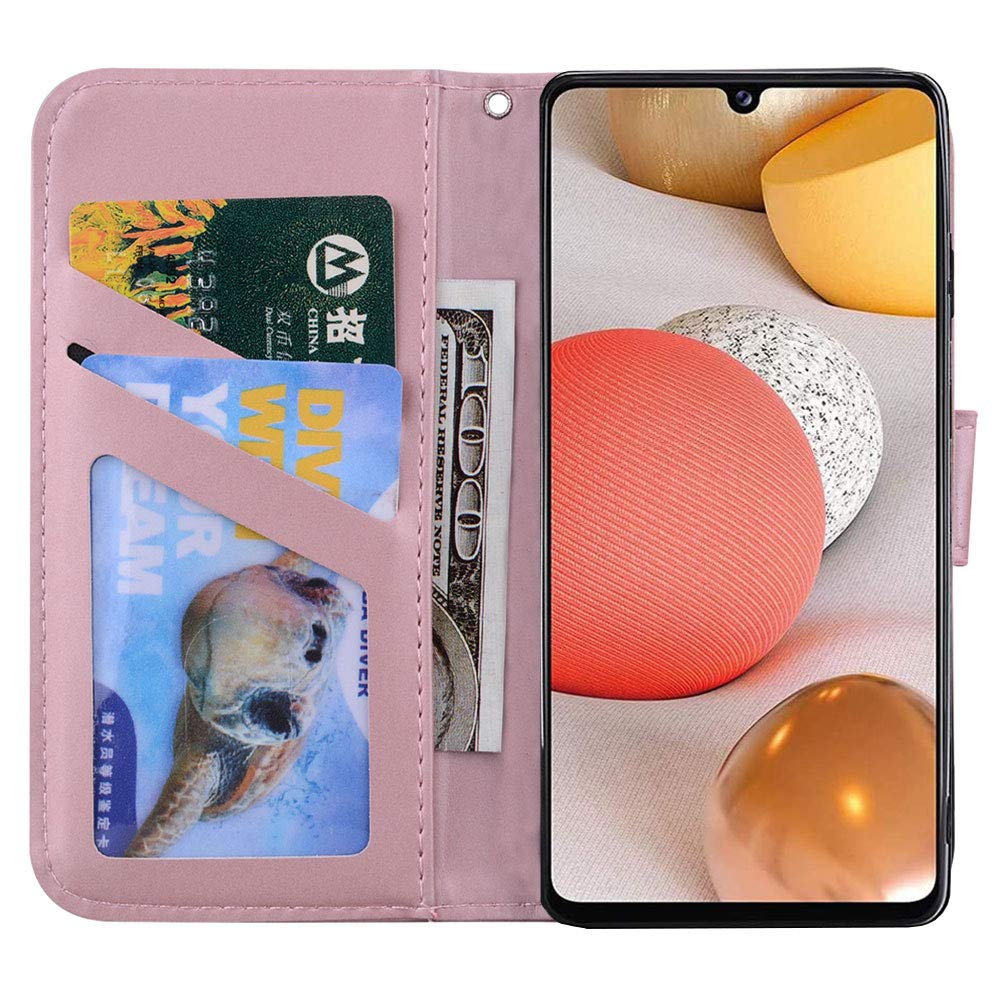 Ailisi Cover per Redmi Note8 PRO, Pink Flip Cover Cartoon Cute Rabbit Custodia Protettiva Caso Libro in Pelle PU con Portafoglio, Funzione Supporto, Chiusura Magnetica - Coniglio, Oro Rosa
