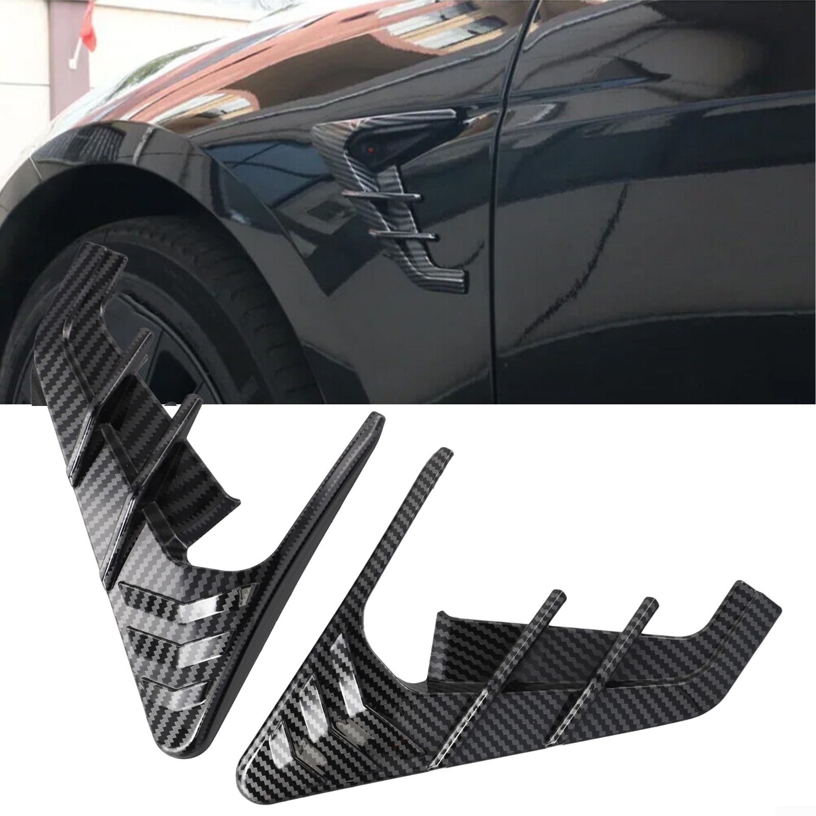 Kit di 2 coperture per frecce laterali per Tesla per il modello 3 Y per esterni e per protezione (effetto fibra di carbonio)
