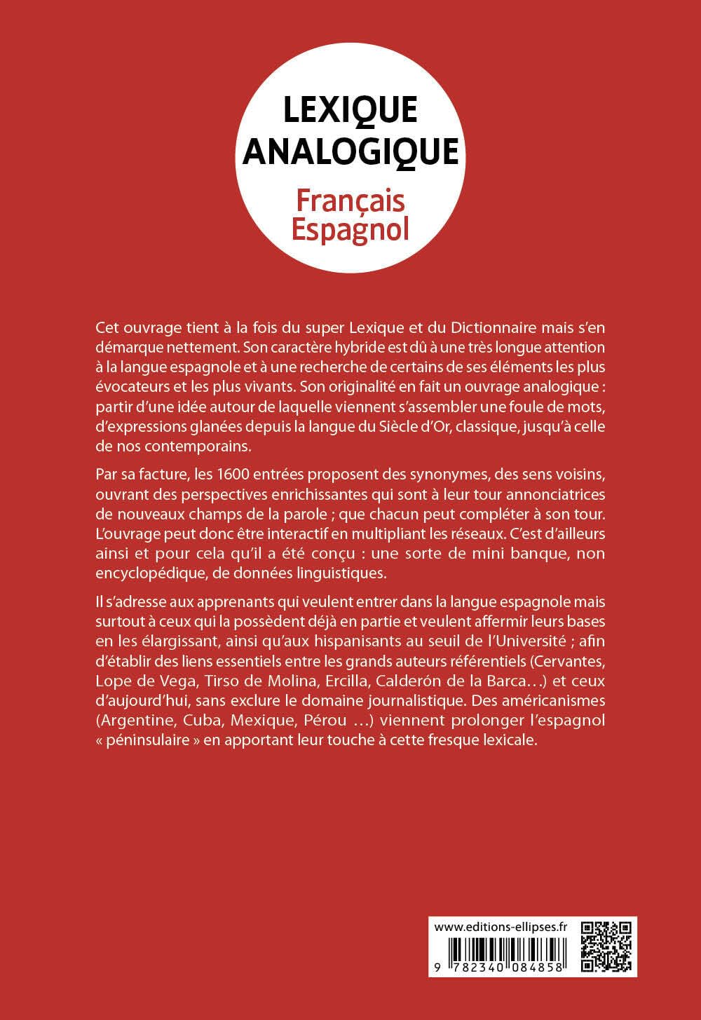 Lexique analogique français-espagnol: Du Siècle d'Or à nos jours