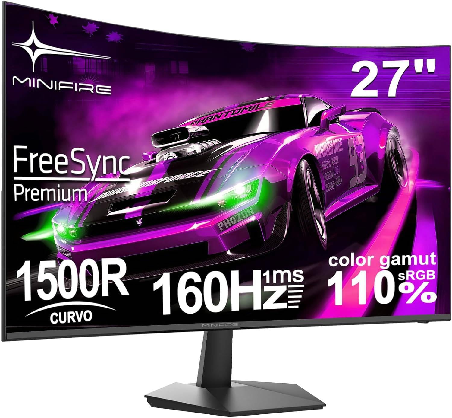 Minifire da 27 pollici Monitor curvo da gioco, 160 Hz, 1 ms, 110% sRGB, pannello 1920 x 1080 VA (MFG27C1L con cavo HDMI)