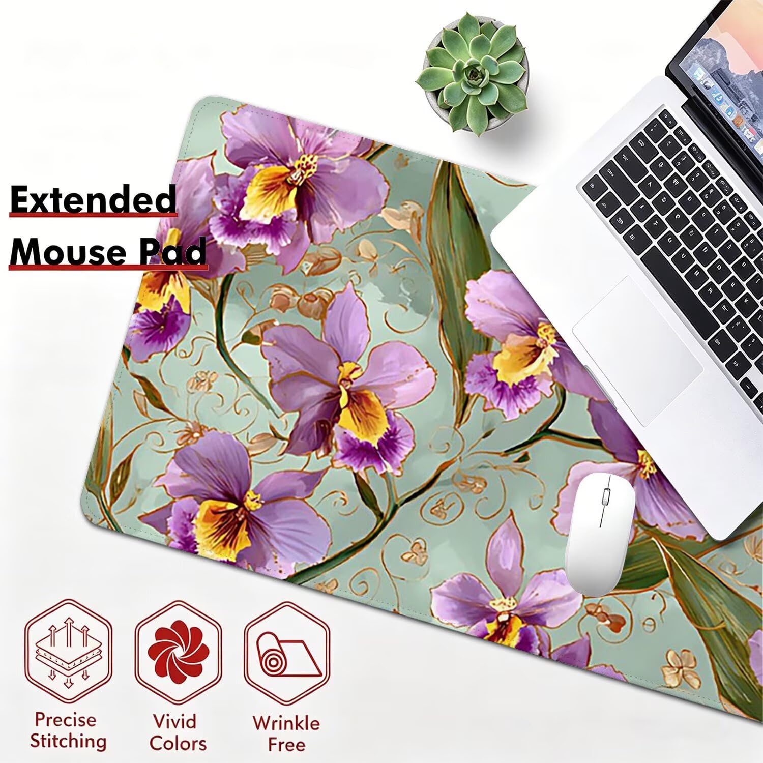 Alfombrilla Ratón XXL 1000x500x4mm, Grande Mousepad orquídea Verde 0x0-463