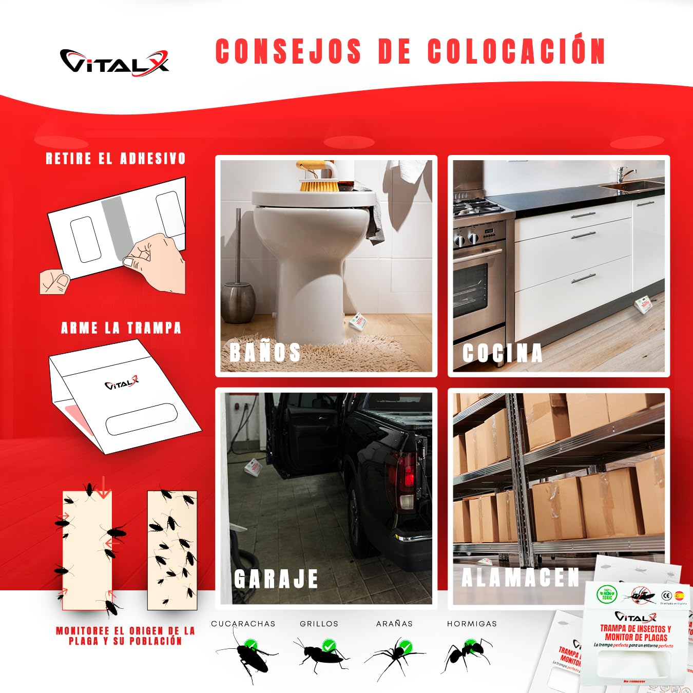 SÚPER Pack de 51 Piezas TRAMPAS CUCARACHAS + Olor a Cereza | Trampa ULTRADHESIVA | Anti Cucarachas | Lo Mejor para Eliminar Cucarachas | Trampa Insectos Profesional | Anti Insectos