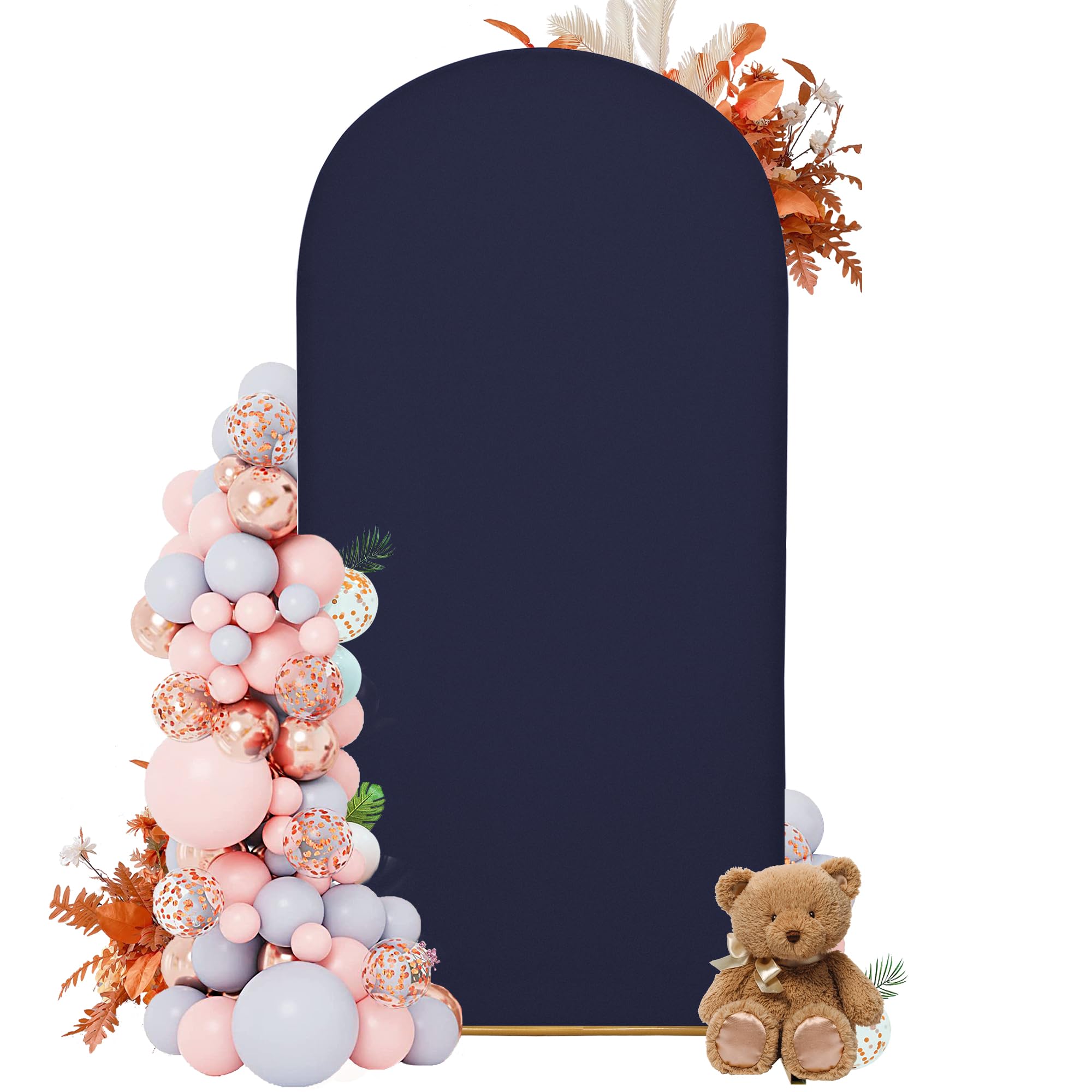 DREAHOTEXTIL Arch Covers,Arch Backdrop Stand Fitted Cover for Wedding Birthday Party Ceremony Banquet Decoration(7.2FT,Dark Blue,Cover Only)