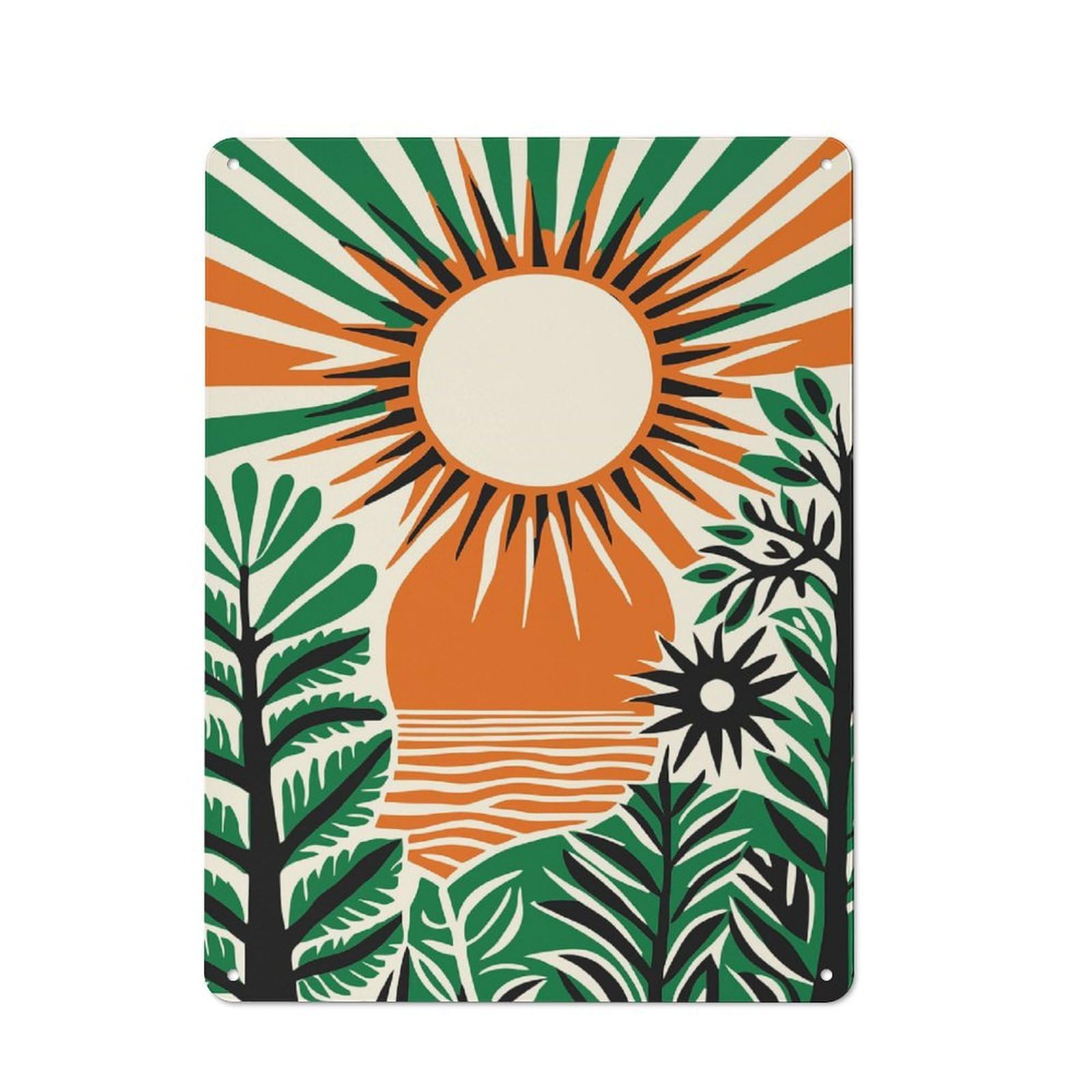 Junmoney Style-13 Vintage Metal Plaque 40X30cm Featuring Bohemian Sunshine Scenic For Hallway Wall, For Wall Display Collectors