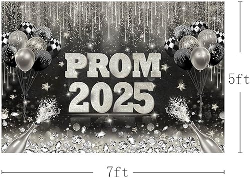 Miniatura 3 de AIBIIN Fondo de fotografía de graduación de 7 x 5 pies con purpurina plateada para graduación 2024, celebración, fiesta de graduación, suministros