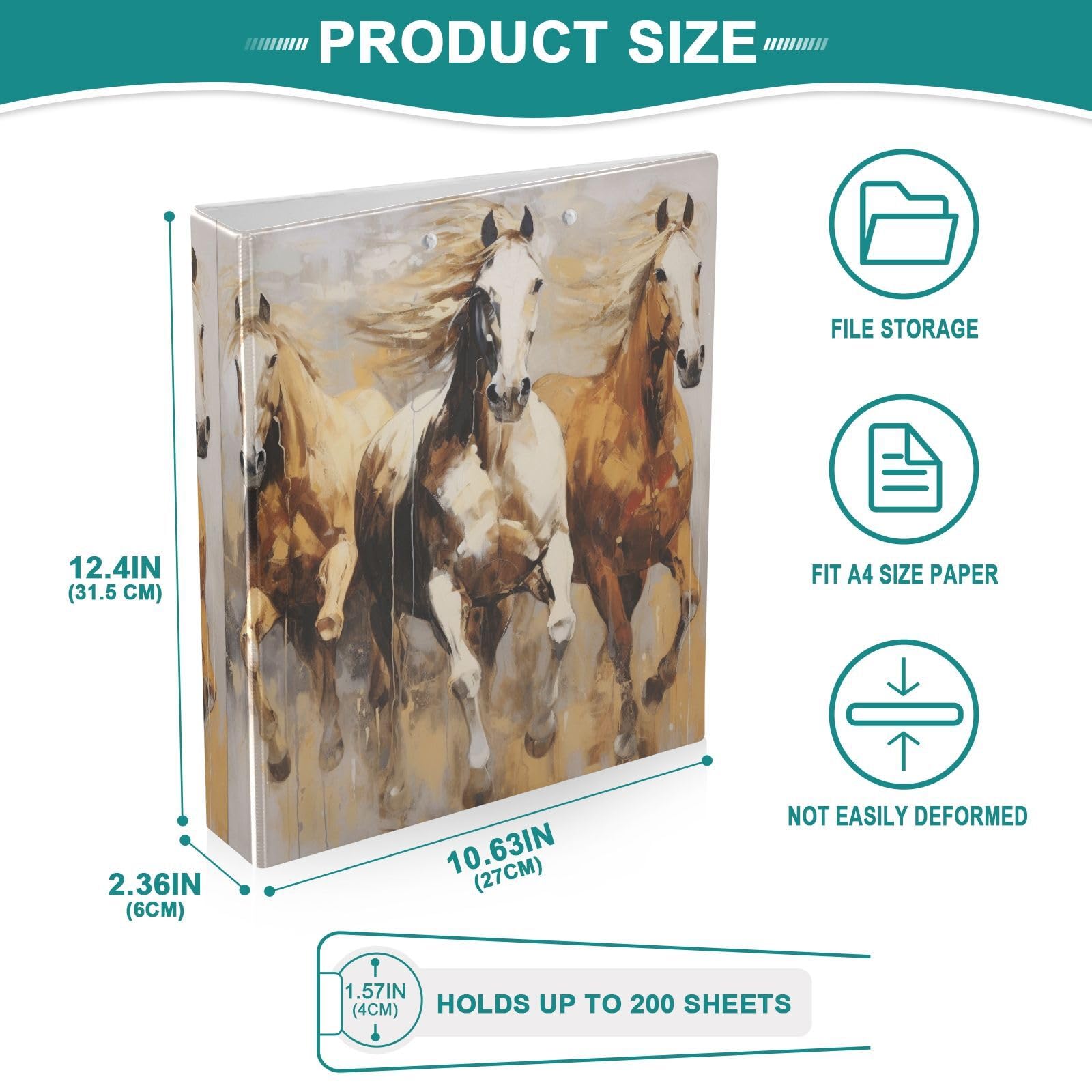 Qilmy Cartoon Animals 3 Ring Binder A4 Letter Size 1.5 Inch