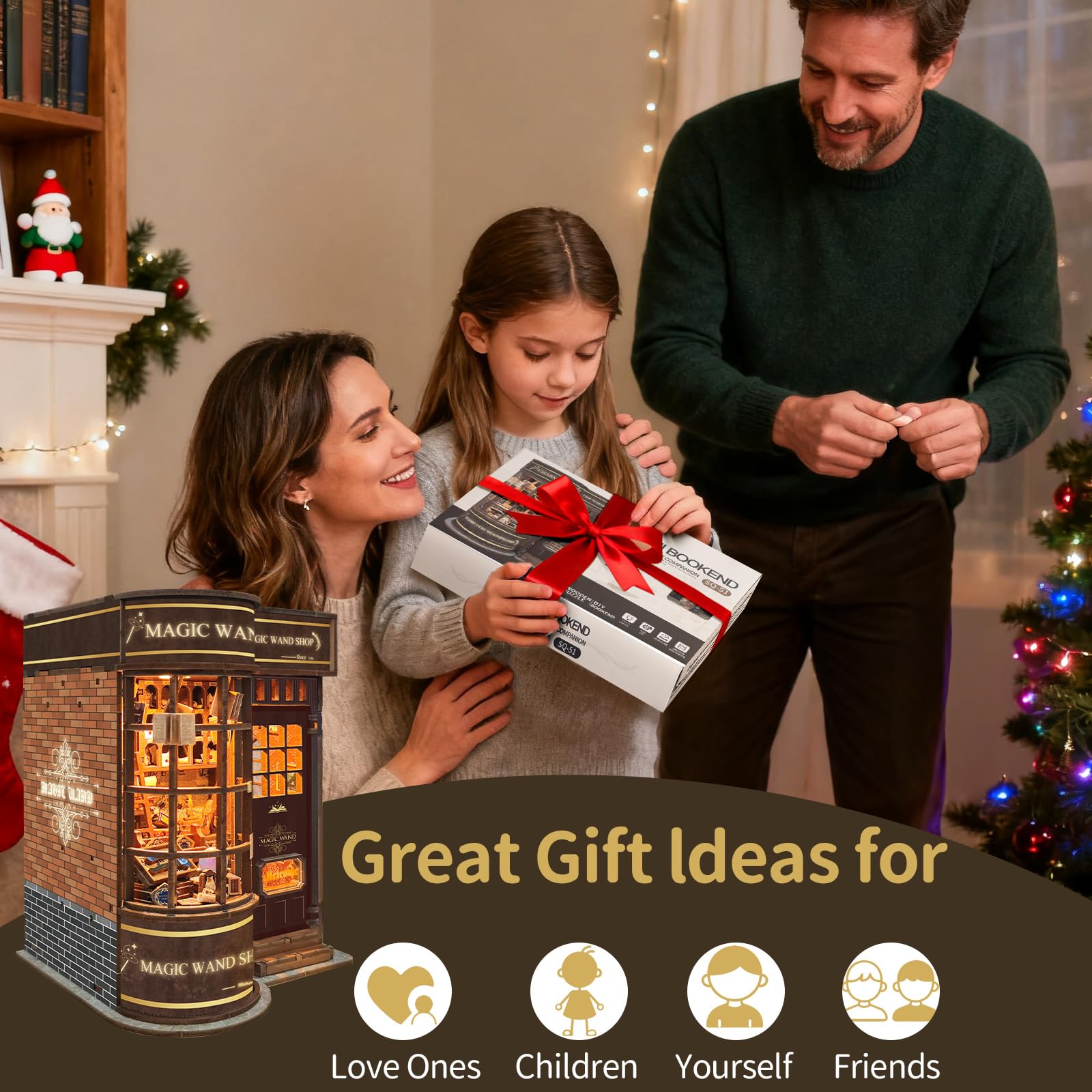 BELEEV Book Nook Kit, DIY Miniatur Puppenhaus Häuser Kit mit LED Licht, 3D Puzzle für Teenager Jugendliche Erwachsene, Bücherregal Dekoration, Geschenke Mädchen Puzzle-Liebhaber, Zauberstabladen