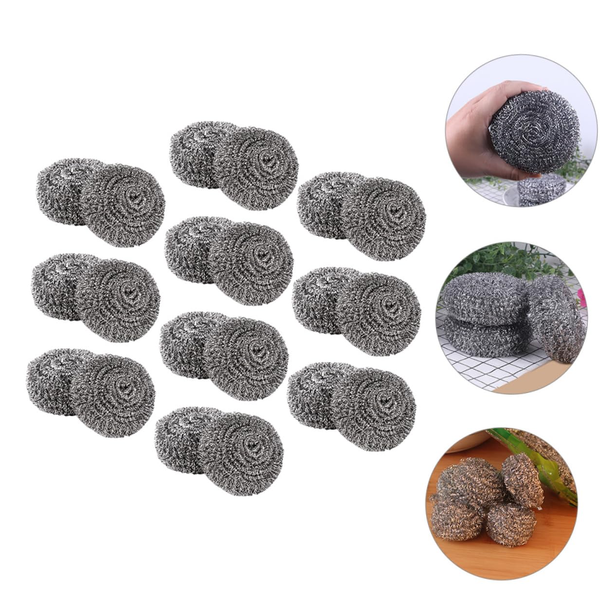 3 Series Estropajos Inoxidables para Limpieza De Utensilios De Cocina Esponjas De Alambre para Fregar Ollas Y Sartenes para Eliminación De Grasa Y Suciedad 20 Piezas*3