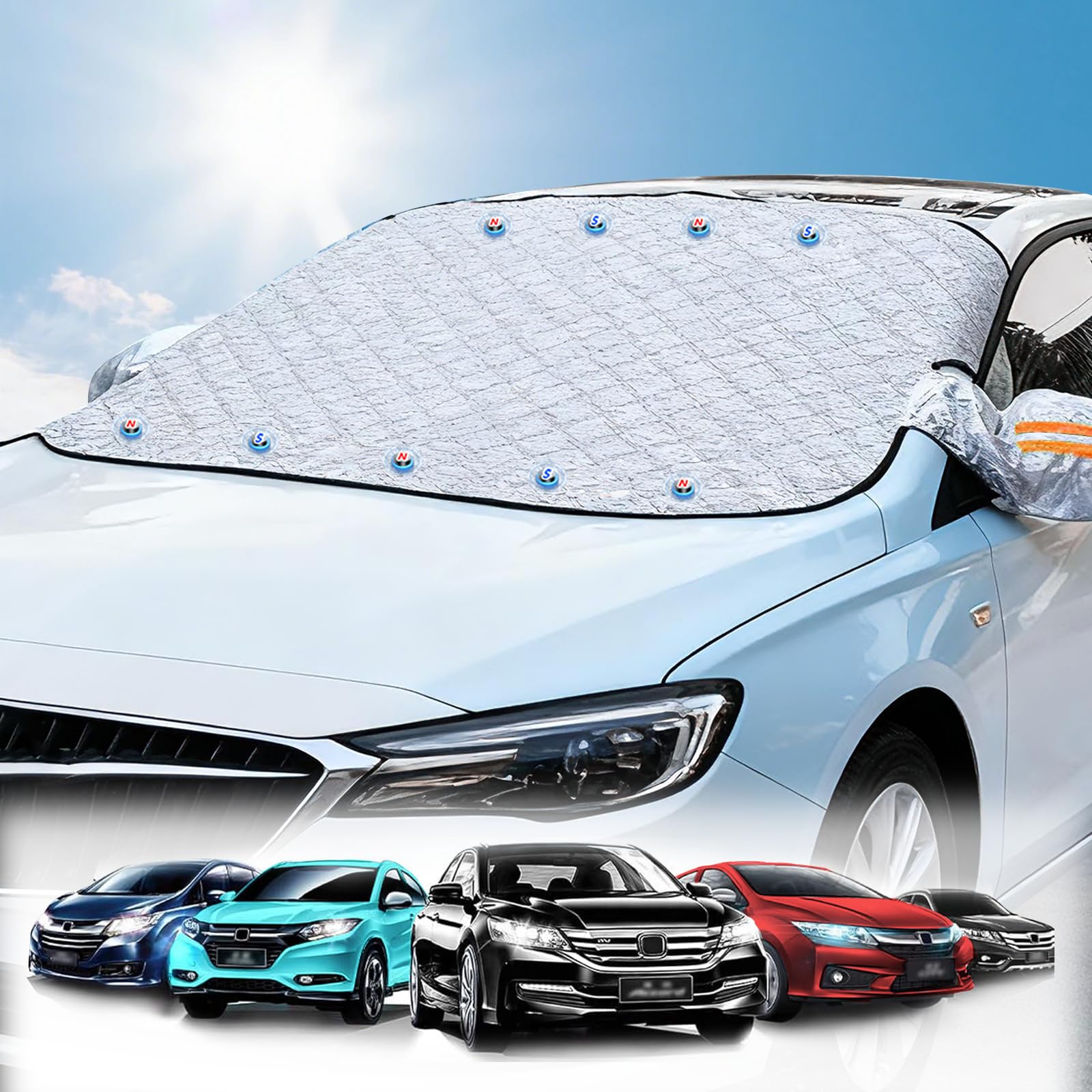 Copri Parabrezza Auto Inverno 160x116cm Magnetico Antighiaccio Telo Parabrezza