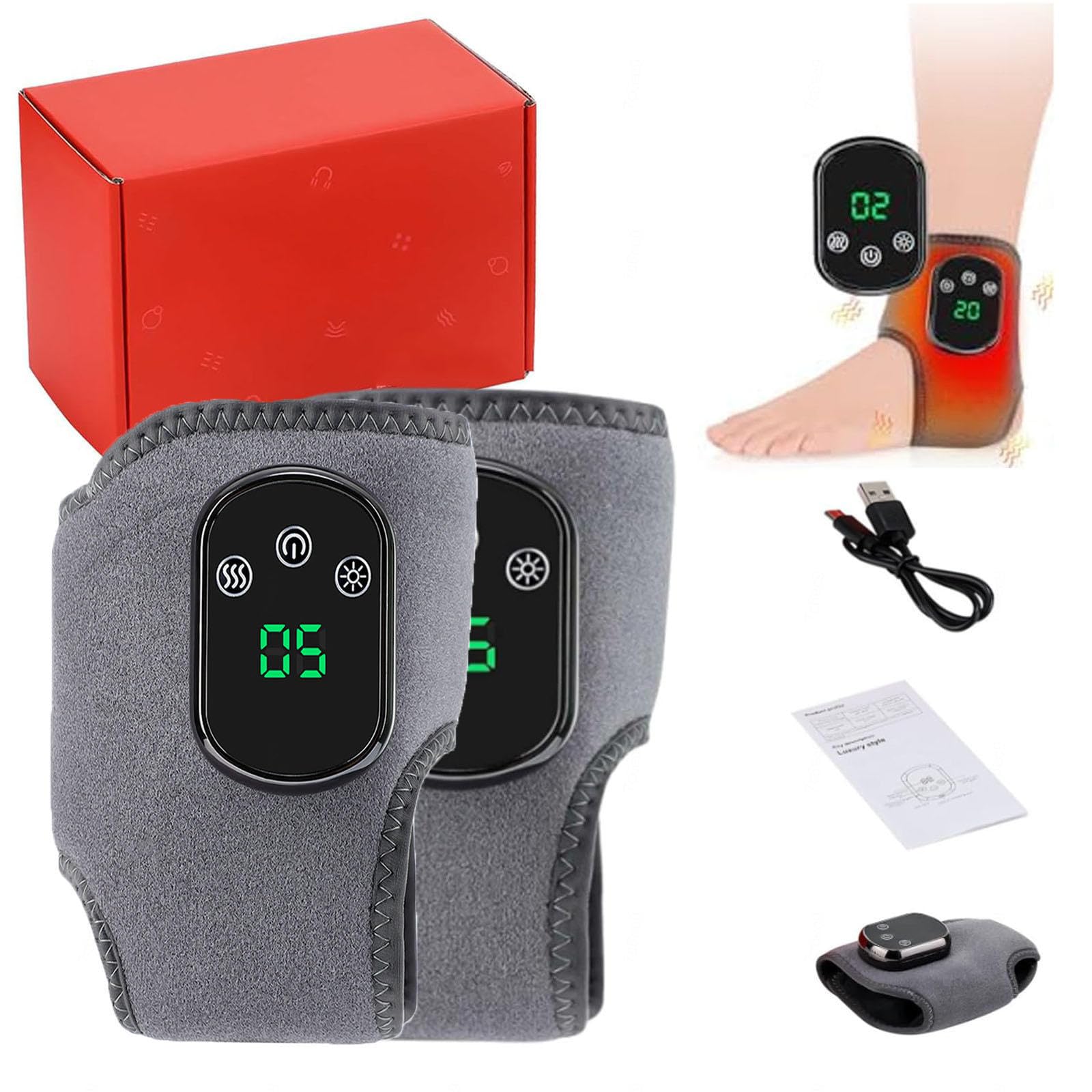 Fußmassagegerät mit 3 Vibrationsmodi und 5 Temperaturstufen USB Wiederaufladbar Fersensporn Massagegerät für Knöchel, Ferse, Sohle, Fußgewölbe