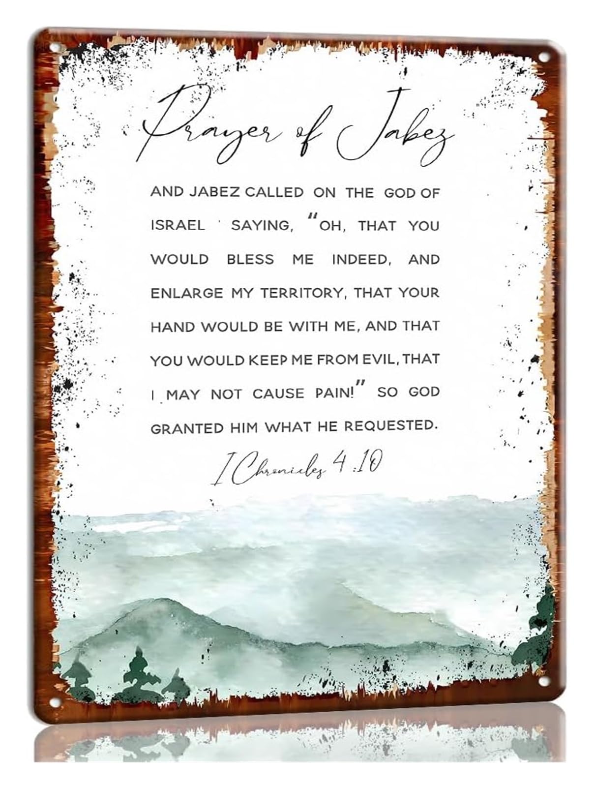 IDGTTLDF Prayer of Jabez Metal Tin Sign 1 Chronicles 4 10 Bible Verse Wall Decor Rustic Scripture Design for Home Living Room Hallway 8 X 12 inch
