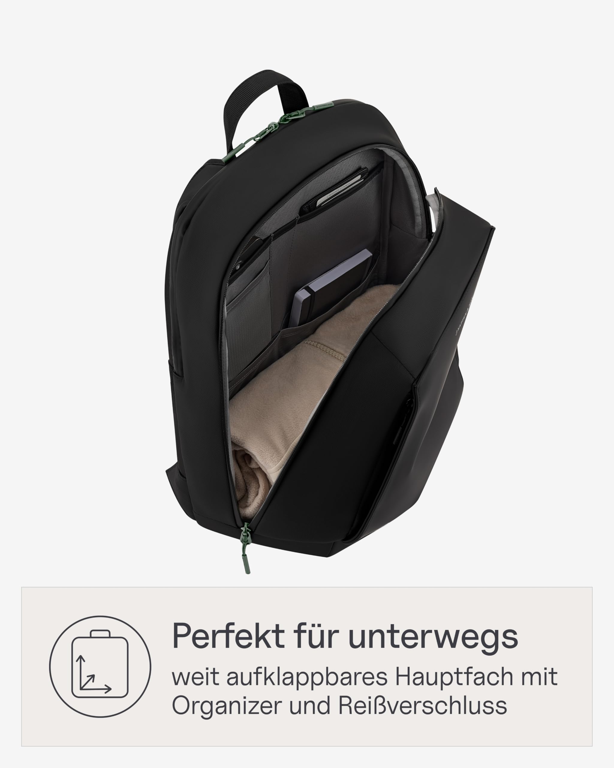 Kapten & Son Rucksack Oslo All Black 18L | Rucksack Herren Schwarz | 16 Zoll Laptopfach, Handgepäck-Größe & Kofferbefestigung | Ergonomisch & Wasserabweisend mit Schlüsselkarabiner