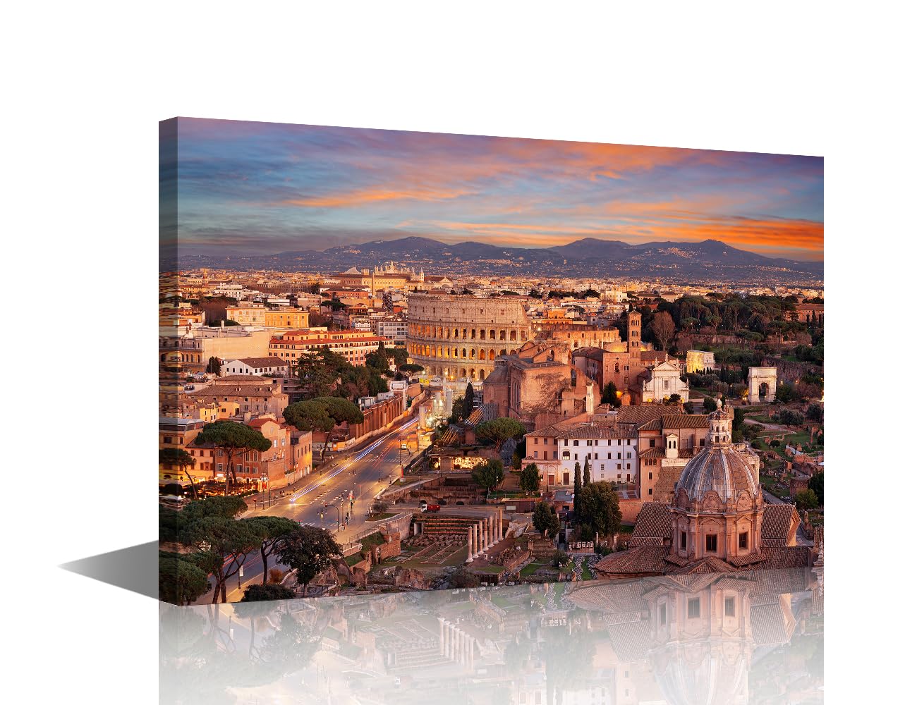 TISHIRON Mediterranean City Wall Art for Living Room Wall Decor Landscapes Framed Wall Painting Canvas Colosseum Prints Pictures House Decoration for Bedroom Modern Artwork Office Wall Art 18x12in