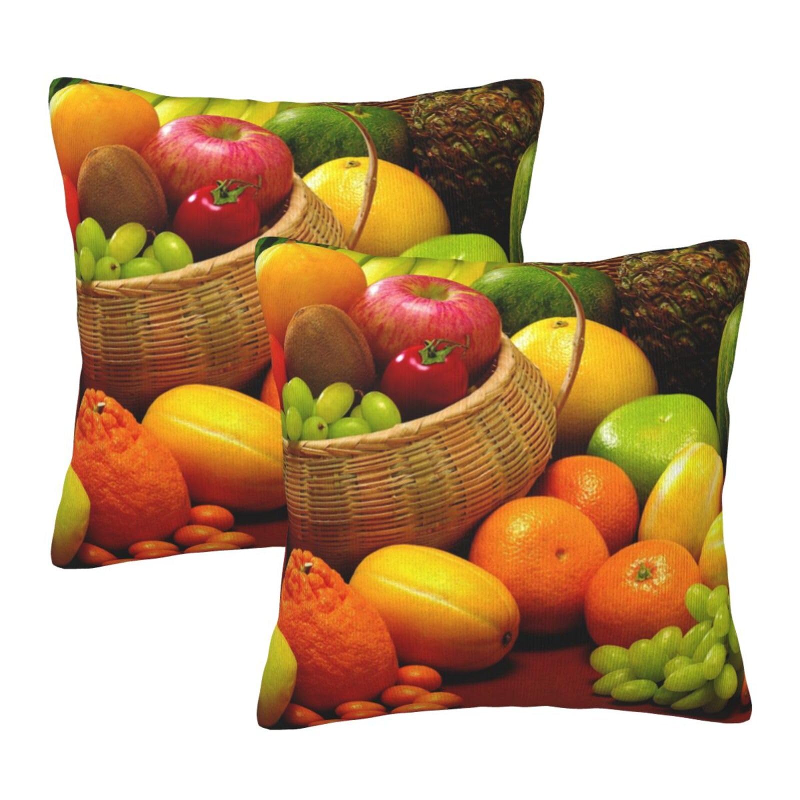 Taies d'oreiller carrées aux motifs fruits et légumes pour décorer la chambre