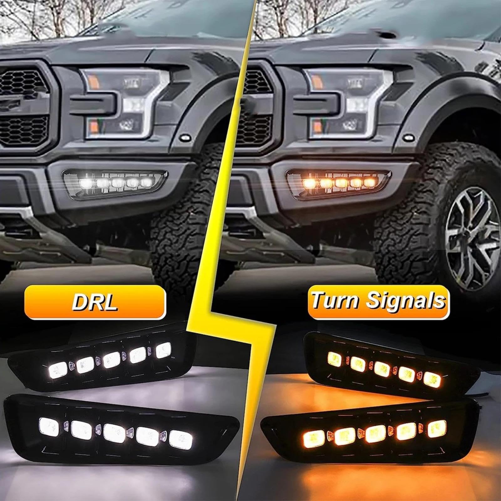 Mistlampen Dla Dla RAPTOR 2017 2018 2019 Listwa świetlna LED DRL Światło dzienne Światło do jazdy dziennej Osłona lampy przeciwmgielnej z zestawem okablowania (2 szt./zestaw)