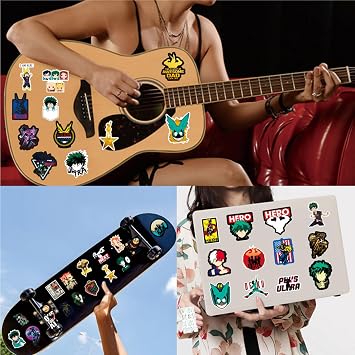 100Pcs Hero Sticker Set, Academia Stickers, Guitar Skateboard Luggage Laptop Stickers, Manga Stickers, Vinyl Waterproof Anime Sticker Set, Teenager Kids Gift