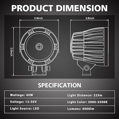 Miniatura 3 de Luces LED redondas ámbar de 4 pulgadas para todo terreno de 80 W, 2 luces de zanja de punto de 10, luces antiniebla amarillas en techo parachoques