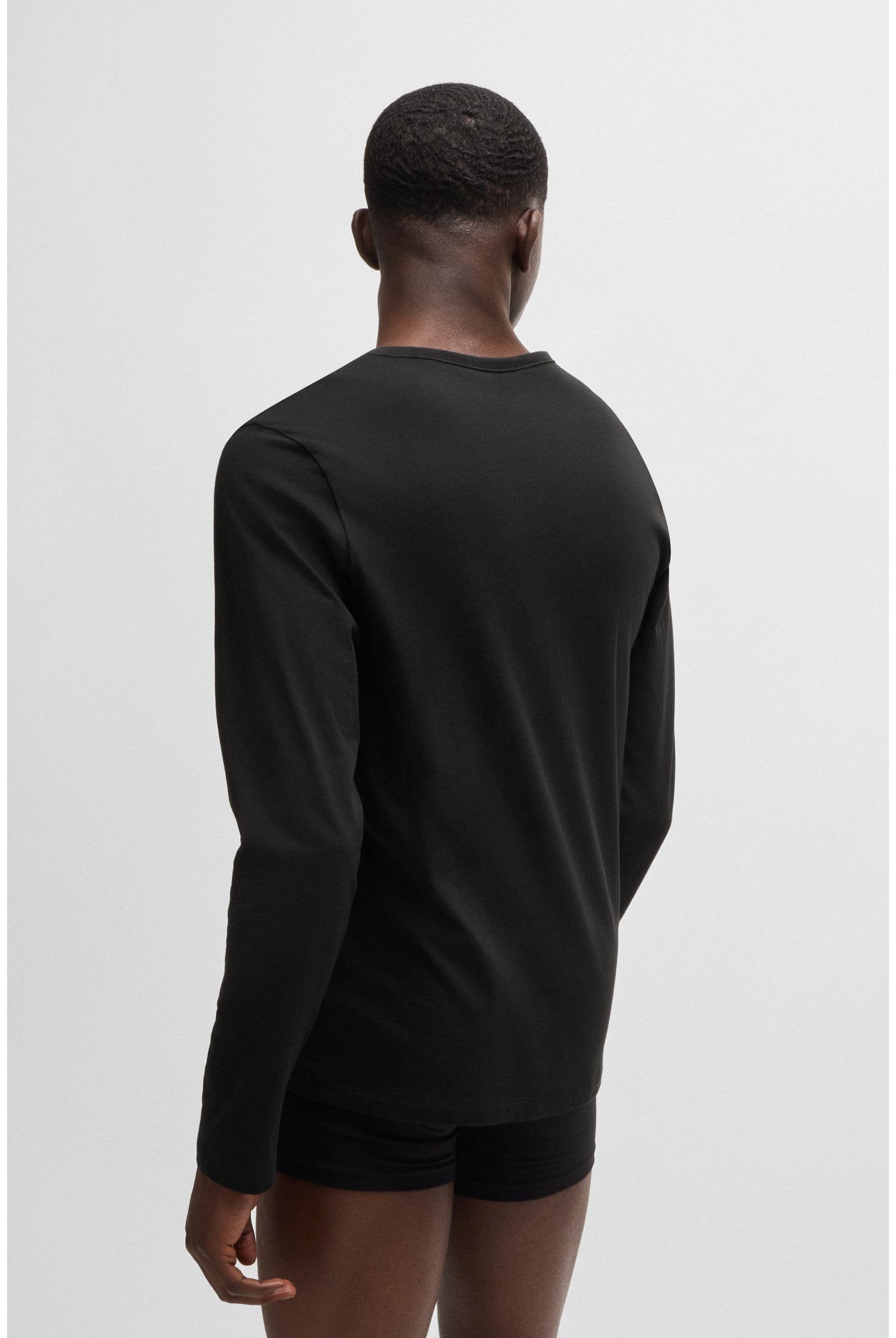 HUGO Męska koszulka LSShirt RN Triplet trzypak z długim rękawem z bawełny z logo, czarny (Black1), XL