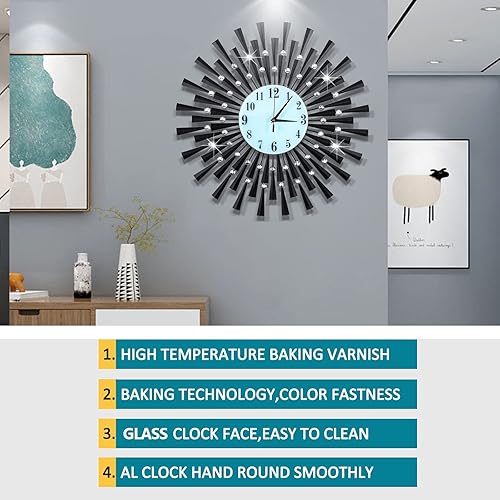 Miniatura 4 de Reloj de pared grande decorativo 3D sin tictac silenciosos relojes de cuarzo con números arábigos para sala de estar, decoración del hogar y cocina