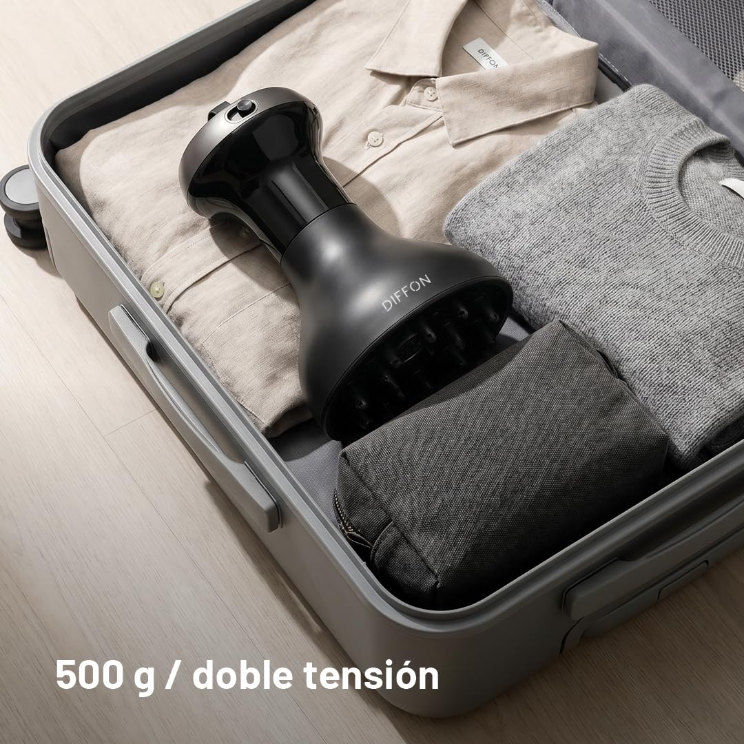 Imetec Diffon, Difusor Secador de Aire Caliente para Cabello Rizado de Hombre, Rizos Definidos Sin Encrespamiento, Tecnología Cerámica, 2 Niveles de Aire/Temperatura, Doble Tensión, 700 W, Negro